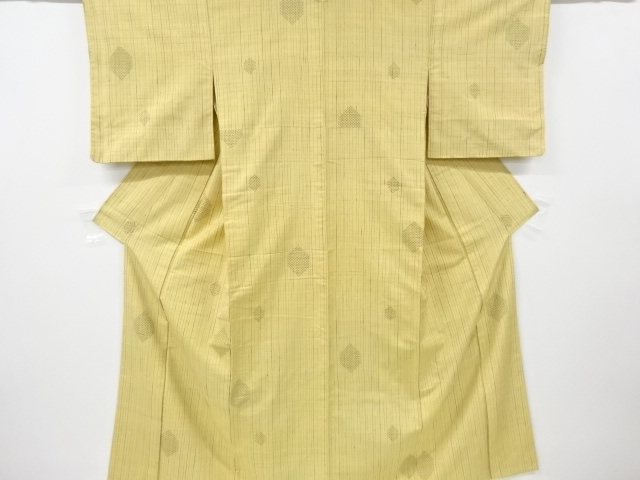 JAPANESE KIMONO / ANTIQUE KIMONO / SILK / HAND WOVEN TSUMUGI / STRIPE & CROSS KASURI